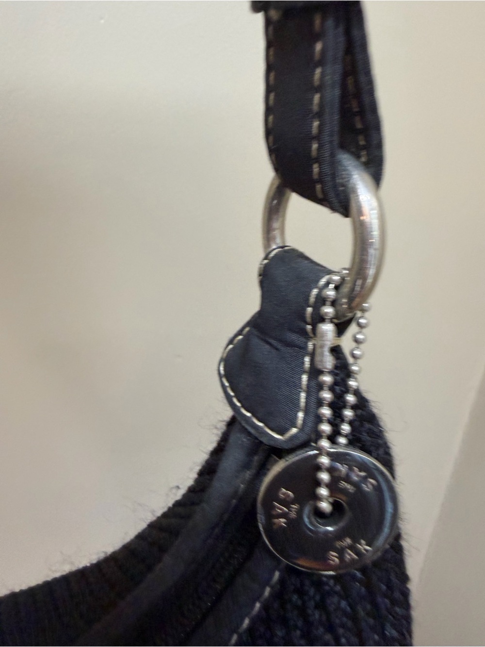 The Sak Black Woven Small Purse Crochet Knit Shoulder Baguette Shoulder Bag Y2k - Picture 4 of 8
